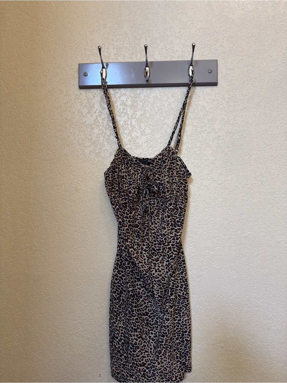 Animal Print Body Con Soft Material SHEIN Leopard Print Mini Dress - Black & Tan